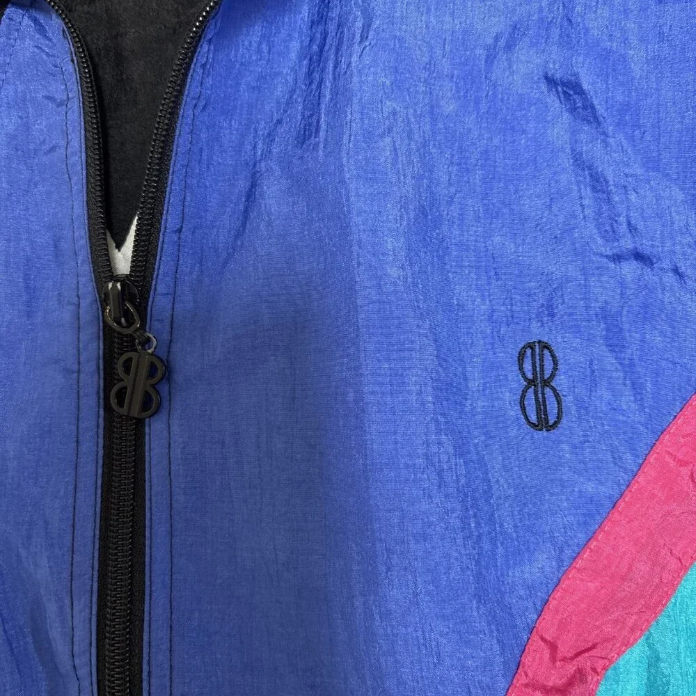 Vtg Bill Blass Windbreaker Jacket Mens L  Retro Colorblock Parachute Nylon 90s - Picture 5 of 8